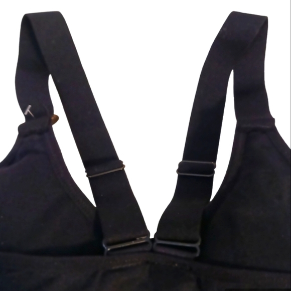 JUICY COUTURE Sports Bra IRRIDESCENT Silver Glow Letters V-Back Straps BLACK M - Picture 8 of 17